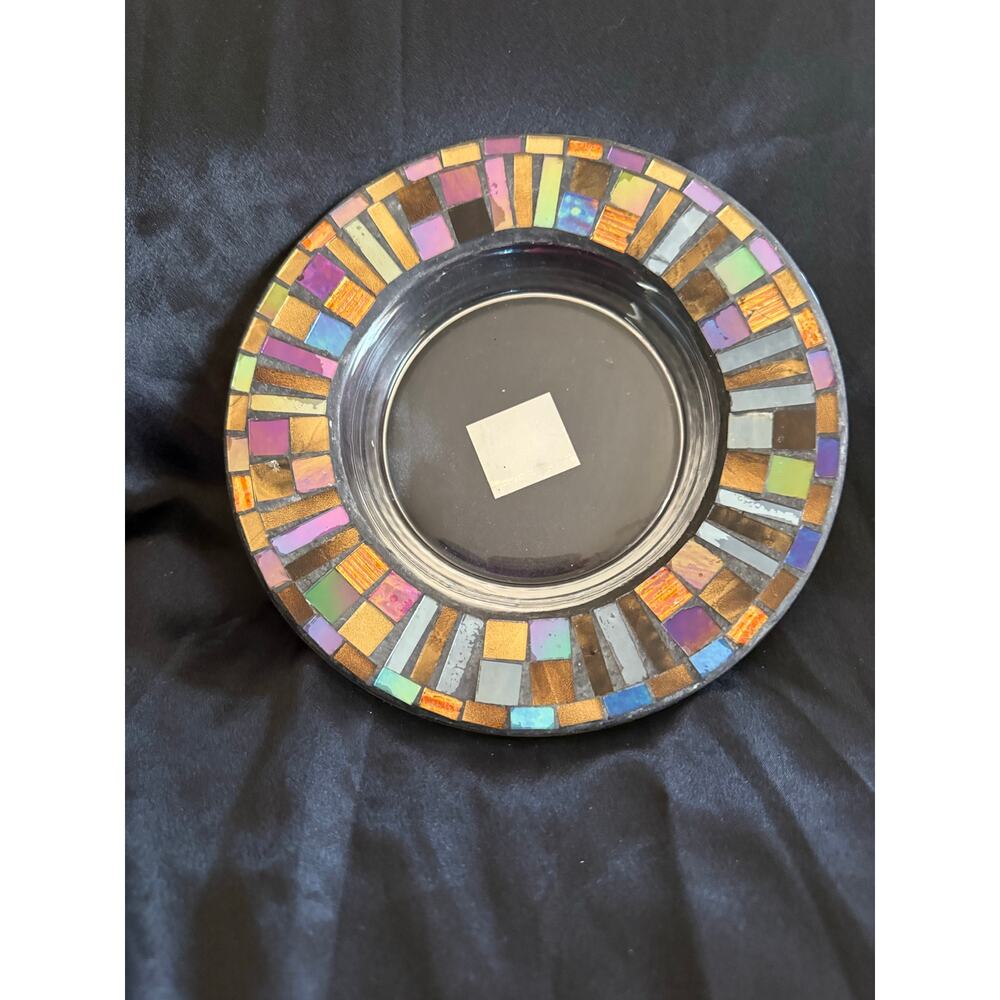 Yankee Candle Co. Stained Glass Accents Mosaic Candle Holder Plate 7.5”